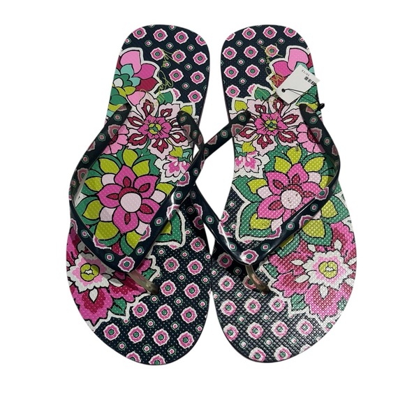 Vera Bradley Vibrant Floral Sandals - Pink and Navy blue NEW Size 40/10 - Picture 1 of 9